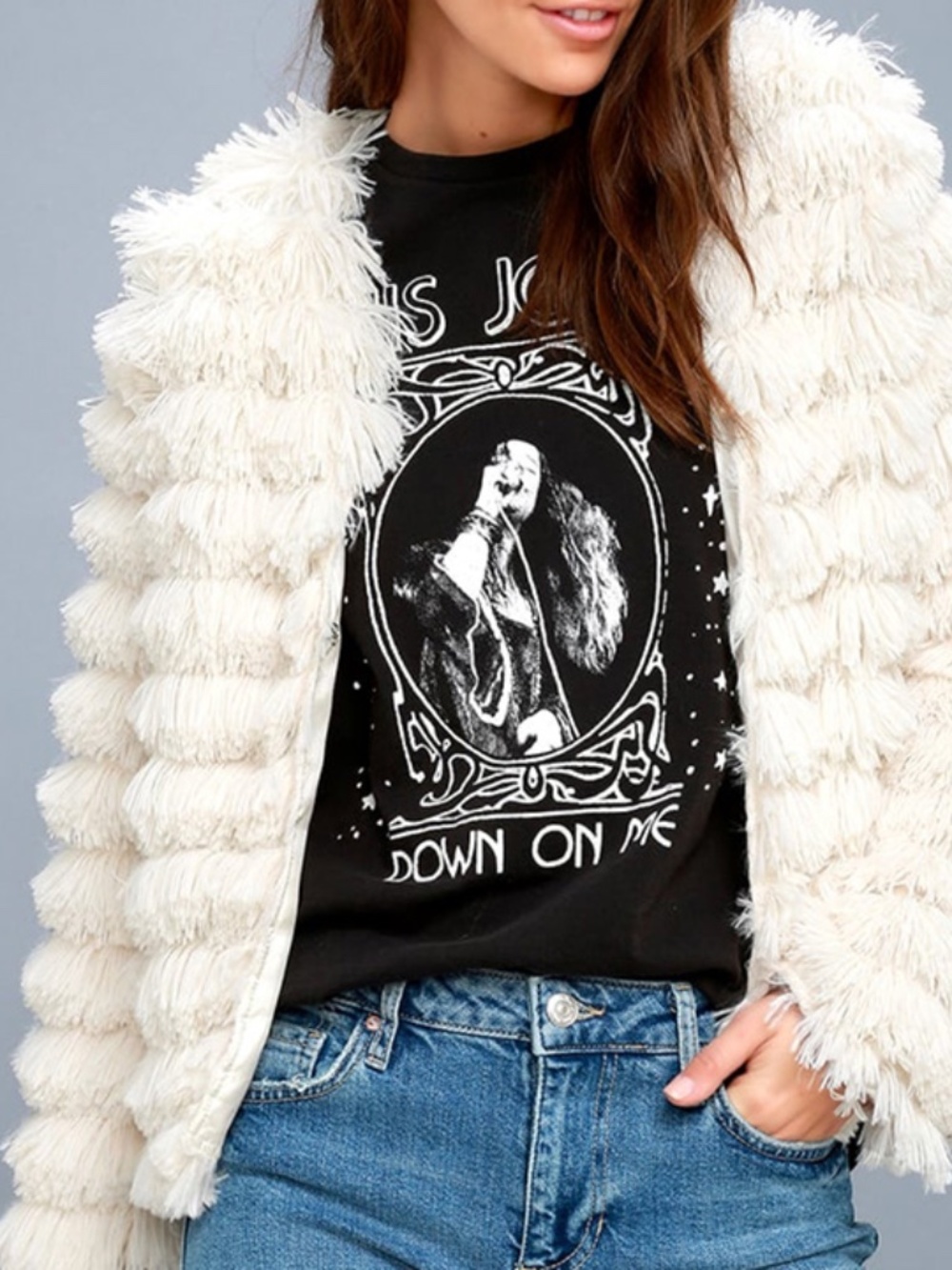 NWT SHERO x F21 Faux Fur Layered Fringe Cropped Coat